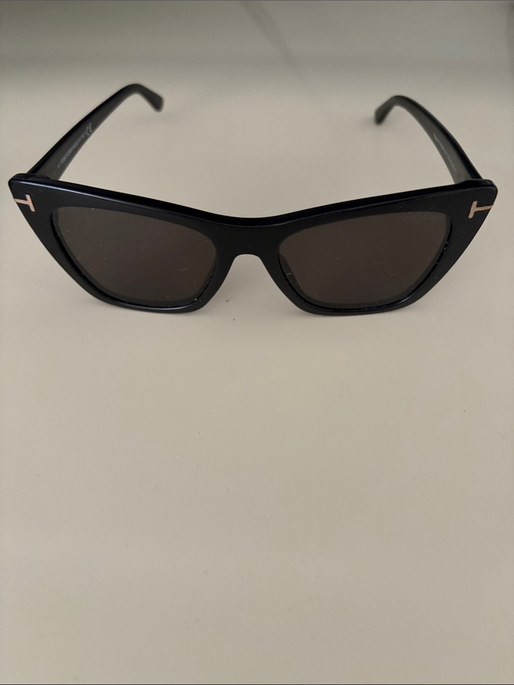Tom Ford Poppy Black Square Cat-Eye Sunglasses with muted Gold Accents - Picture 2 of 4